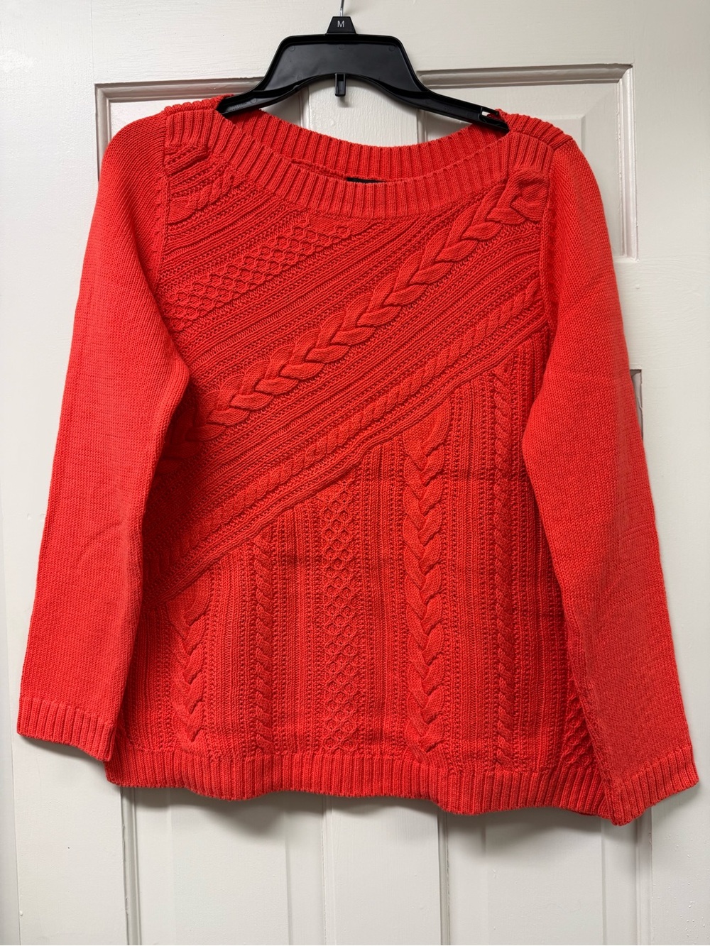 Talbots Orange Cable Knit Scoop-Neck Sweater